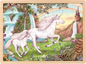 GOKI Drevené puzzle Jednorožec /48 dielikov/ od 3 rokov