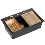 Quadron Quadron - Granitový drez MARC 110 WORKSTATION Black Metallic Oceľ HQM7650U8_BS
