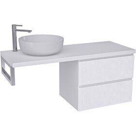 CERANO - Kúpeľňová skrinka Carole - biela matná ryhovaná + doska pod umývadlo Navira Pro - 36 mm + konzola chróm - 160x46x51,6 CER-408199