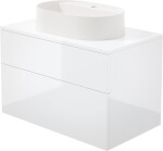 DEANTE - Prizma biela kúpeľňová skrinka, s granitovým umývadlom - 55x35 cm; SD6B8SAU6B
