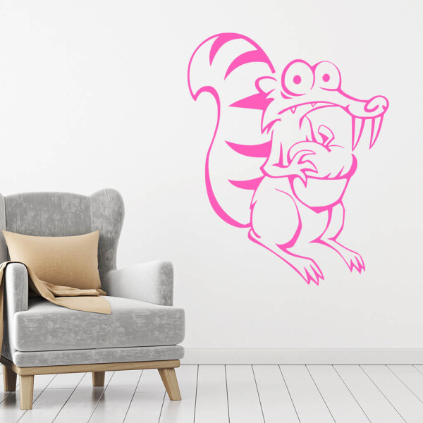 Veselá Stena Samolepka Veverička Scrat Farba: růžová, Veľkosť: 80 x 63 cm