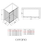 CERANO - Sprchovací kút Santoro - pravá - 6 mm - čierna matná, mliečne sklo - 100x80 - posuvný CER-665746