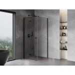 MEXEN/S - Mist-F sprchovací kút skladacie dvere ľavá 95 x 95, transparent, čierna 8A6T-095-095-70-00-L