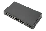 Digitus čierna / Switch / 8x Gigabit RJ45 / 2x SFP / Unmanaged / Bez ventilátora (DN-80067)