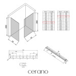 CERANO - Sprchová zástena Walk-in Crystal TL/P - 8 mm - bezvzperový systém + polička/držiak na uteráky - chróm, mliečne sklo - 110x70x200 CER-8050BD6462