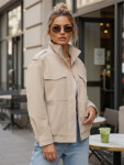 Dámska semišová bunda bomber béžová FashionStreet TY5653 XXL