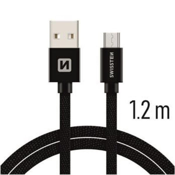 SWISSTEN TEXTILE dátový kábel USB - microUSB 1.2m čierna (71522201)