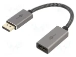 Goobay PLUS 75271 sivá / Adaptérový kábel DisplayPort - HDMI / 4K 60Hz / 20 cm / 32 Gbit/s (75271)