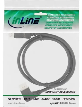 InLine DisplayPort kábel uhlový vľavo čierna / DisplayPort kábel / 8K UHD-2 / 2 m (17152L)