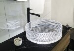 SAPHO - MARAGUA gravírované sklenené umývadlo na dosku priemer 39,5cm, číre sklo TY214CL