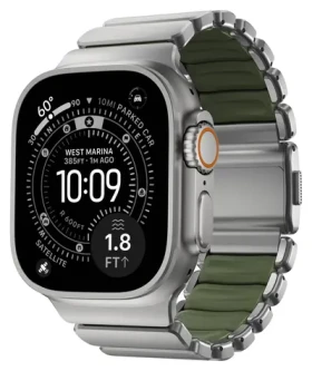 Nomad Stratos Band prírodný Titan/zelená / Remienok / Pre Apple Watch 45/46/49mm / Titan a FKM (NM009568858)