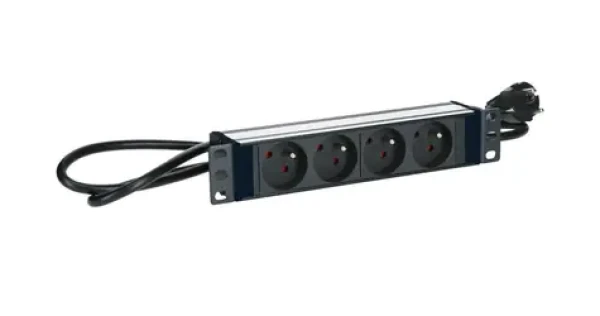 Lanview 10" rozvodný panel so 4 zásuvkami čierny / Rozvodný panel / 1U / 2 m kábel / 3500 W (TUPS039)