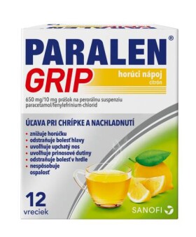 Paralen Grip horúci nápoj citrón 650 mg/10 mg plu.por.1 x 12
