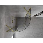 MEXEN/S - Mist sprchovací kút štvrťkruh, krídlové 90 x 90, transparent, zlato kartáčovaná 8A33-090-090-55-00
