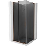 MEXEN/S - Velar L sprchovací kút, posuvné dvere 90 x 90, grafit, ružové zlato 871-090-090-43-60