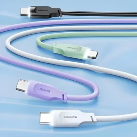 USAMS SJ568 Lithe zelená / Dátový kábel USB-C / 66W / 6A / 1,2 m / LED indikátor (SJ568USB04)