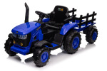 Mamido Mamido Detský elektrický traktor s vlečkou 12V 7Ah EVA kolesá ECO koža modrý