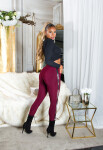 Sexy Highwaist Treggings with Glitter BORDEAUX S/M