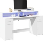 VidaXL Biurko z podświetleniem LED, biele, 160x55x91 cm