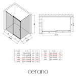 CERANO - Sprchovací kút Santoro - ľavá - 6 mm - chróm, mliečne sklo - 130x80 - posuvný CER-665722