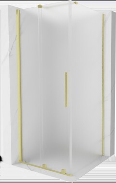 MEXEN/S - Velár sprchovací kút, posuvné dvere 90 x 90, dekor, zlato kartáčovaná 871-090-090-31-55