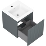MEXEN/S - Rivel kúpeľňová skrinka 45 cm s umývadlom Otis, 1 šuplík, reliéf, grafit mat/biela mat 91A20-04547-1-BF66-W18M01