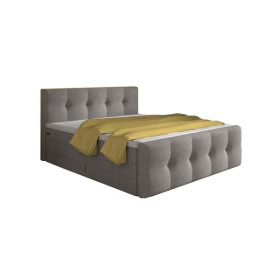 Posteľ Boxspring Leonard 180x200, sivá, vr. matraca a topperu