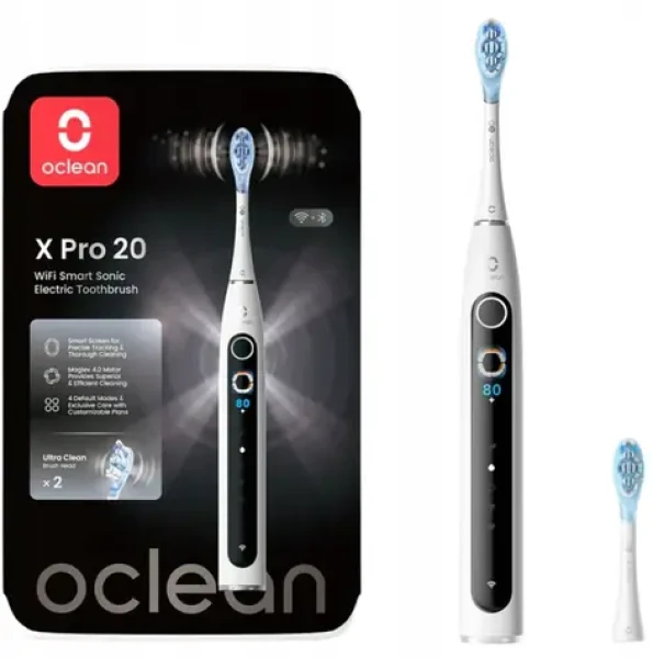Oclean X Pro 20 biela / Sonická zubná kefka / 84.000 kmitov / 12 oblastí / Bluetooth / IPX7 (C01000736)