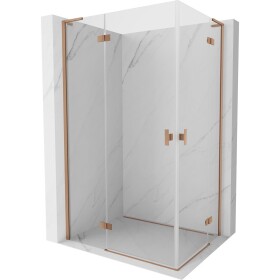 MEXEN/S - Mist-H L Duo sprchovací kút dvere krídlové 100 x 85, transparent, meď kartáčovaná 8A5L-100L-085P-65-00