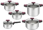 TEFAL Cook Clip G723SA74 / Sada riadu / 10 dielov / nerez / PowerGlide nepriľnavý povrch / indukcia (G723SA74)