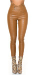 Sexy Koucla Faux Leather Pants with Rivets brown