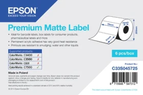 Epson Premium Matte Label 76x51 mm / Etikety / Die-cut role / 2310 ks / vodeodolné (C33S045725)