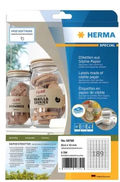 Herma etikety Silphie A4 / Etikety / 25,4x10 mm / 20 listov / 3780 ks / hnedá (10750)