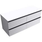 CERANO - Kúpeľňová skrinka Velora - biela matná, úchytka čierna + doska z lit. mramoru Elanys - 12 mm - biela matná - 140x54,2x46,5 CER-679405