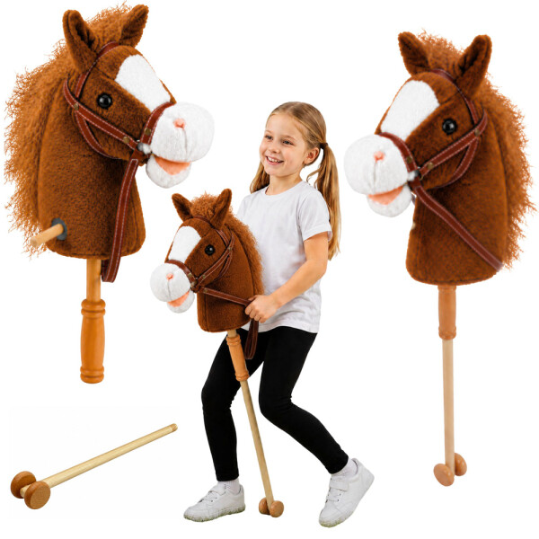 Mamido Kôň na tyči Hobby Horse so zvukmi a kolieskami 100 cm hnedý