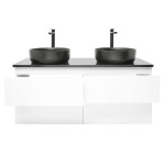 Kúpeľňová skrinka s umývadlom a technickým kameňom SAT B-Way 119x50x45 cm biela lesk BWAY2120WTKUB BWAY2120WTKUB