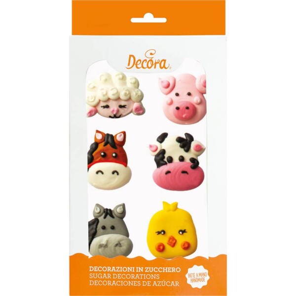 Cukrová dekorácia na tortu zvieratká z farmy 6 ks - Decora - Decora
