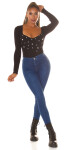 Sexy Highwaist Skinny Jeans with glitter detail denimblue