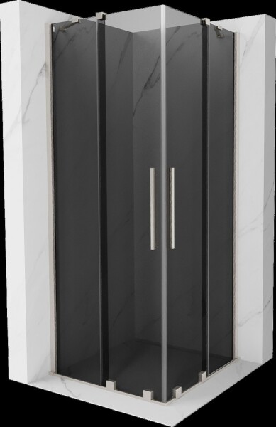 MEXEN/S - Velar Duo sprchovací kút, posuvné dvere 90 x 90, grafit, nikel kartáčovaný 871-090-090-42-97