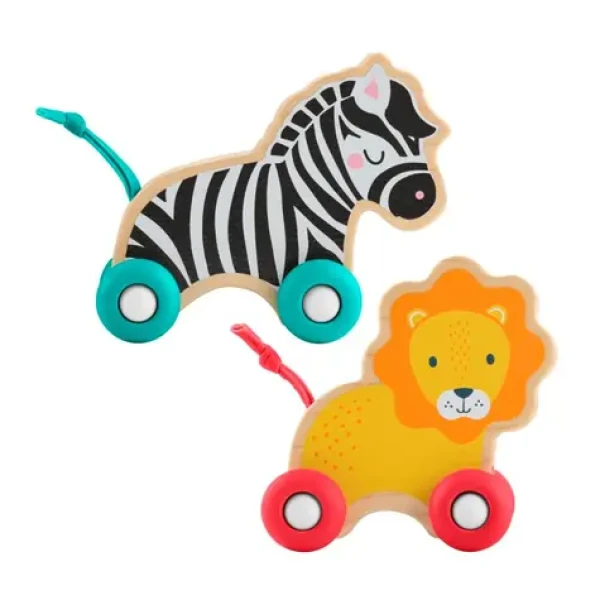 Mattel Fisher Price drevená postrkovací lev a ZEBRA
