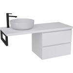 CERANO - Kúpeľňová skrinka Carole - biela matná + doska pod umývadlo Navira Pro - 36 mm + konzola čierna - 160x46x51,6 CER-606222