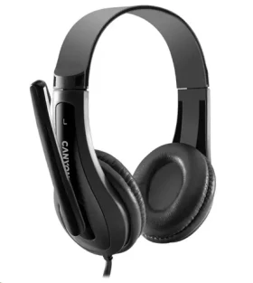 Canyon CNS-CHSC1B / ľahký PC headset / kombinovaný 3.5 mm jack / kožené náušníky / čierna (CNS-CHSC1B)