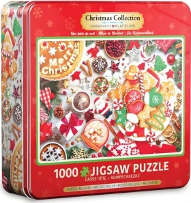 EUROGRAPHICS Puzzle v plechovej krabičke Vianočný stôl