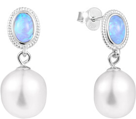 JwL Luxury Pearls Luxusné náušnice s pravou barokovou perlou a syntetickým opálom JL0583