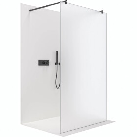 CERANO - Sprchová zástena Walk-in Onyx Duo Ľ/P - 8 mm - guľatá vzpera - čierna matná, mliečne sklo - 90x200 CER-8050BD2228