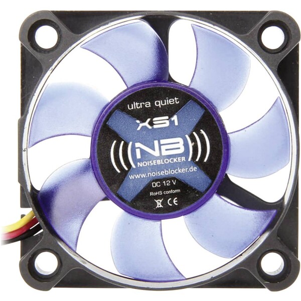 Noiseblocker BlackSilent Fan XS1 modrá / 50mm / 16.3 dB @ 3000 RPM / 6.77 CFM / 3-pin (ITR-XS-1)