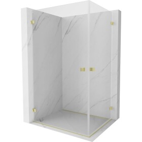 MEXEN/S - Lunar-B Duo sprchovací kút dvere krídlové 90 x 85, transparent, zlato kartáčovaná 832-090L-085P-55-00
