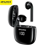 Awei T28P čierna / Bezdrôtové slúchadlá / TWS / Bluetooth 5.0 / IPX4 / LED displej / dobíjacie púzdro (T26)