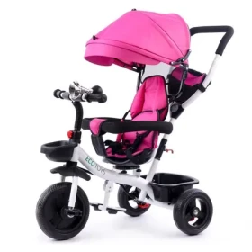 ECOTOYS Trojkolka so strieškou a vodiacou tyčou - ružová / od 6 mesiacov (YM-BT-2 PINK)