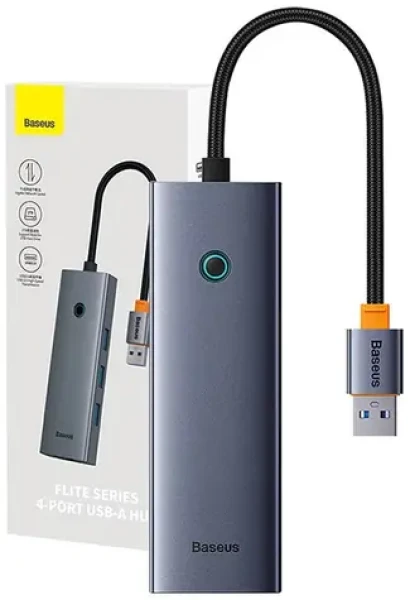 Baseus UltraJoy Rozbočovač 4v1 USB-A na 3x USB 3.0 + 1x RJ45 sivá (B0005280A813-01)